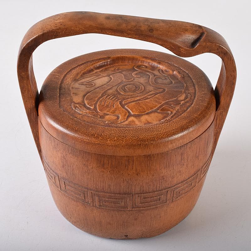 茶道具　中川竹仙作　竹根　持ち手付　抹茶器　茶碗など　六点一式　J　R8300B
