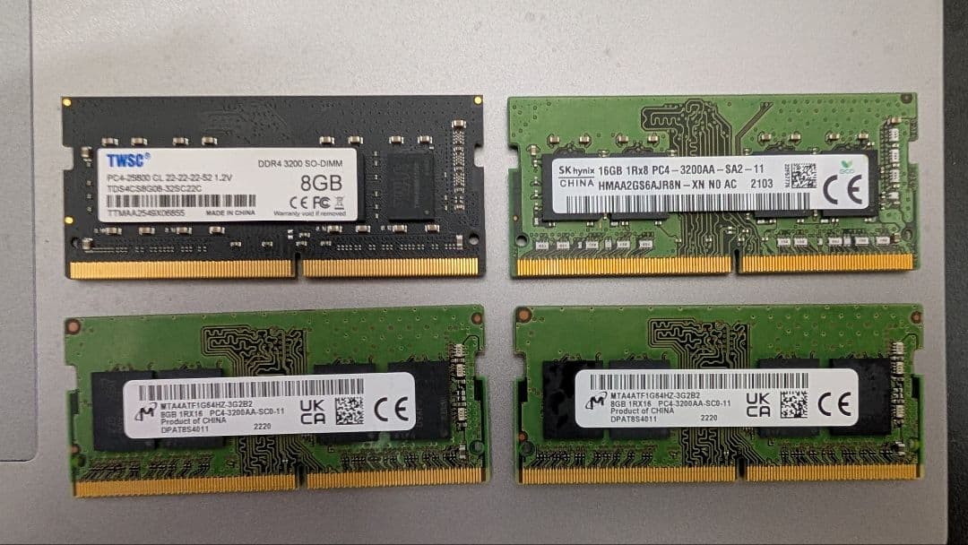 DDR4 3200MHz メモリ 8GB×3 & 16GB×1 計4枚 40GB