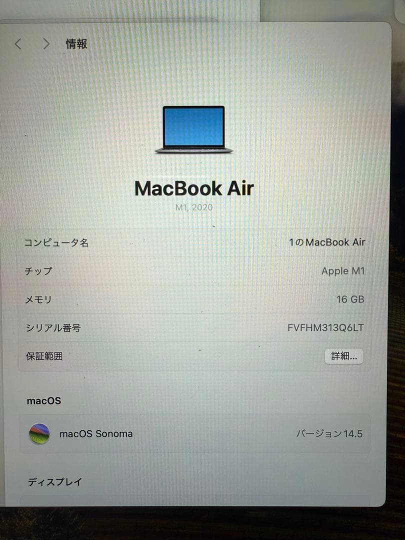 【値下げ中】MacBook air M1 8GPU 16GB 512GB