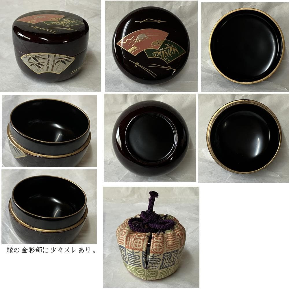 F1539 紅葉蒔絵 茶箱 利休茶箱 抹茶碗 棗 振出 仕覆 茶道具