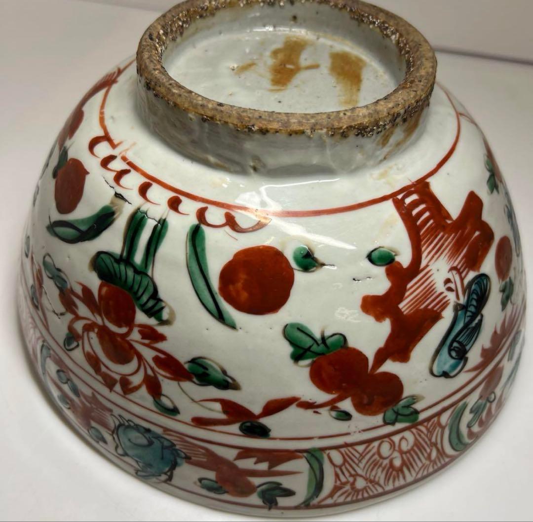 中国明時代　明代の大椀　果物鉢　南京赤絵大壷　置物　アンティーク　骨董　飾り物