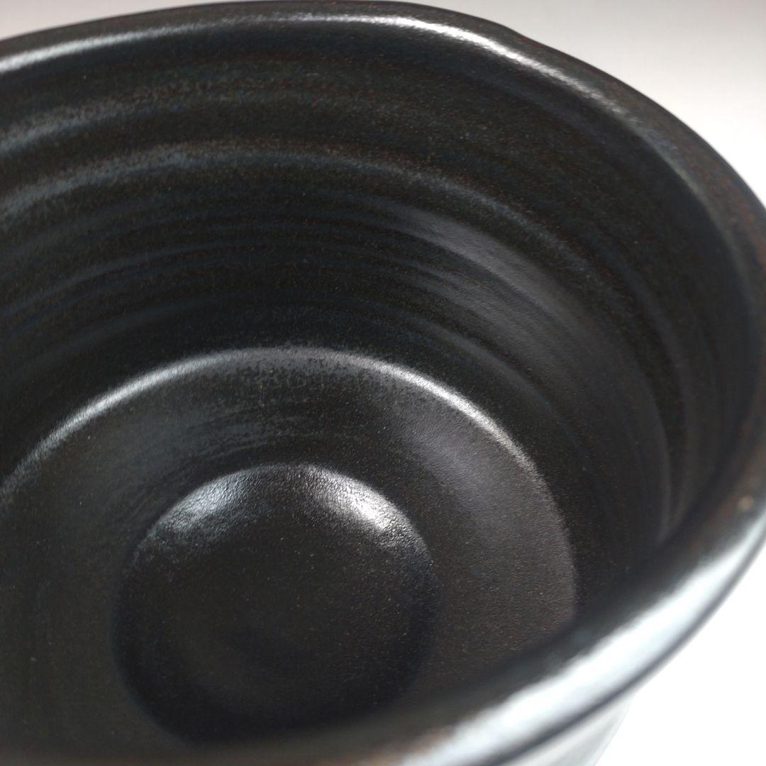 ウ11 茶碗　『三代　寺田美山　作』『黒織部茶碗　共箱』抹茶碗　茶道具