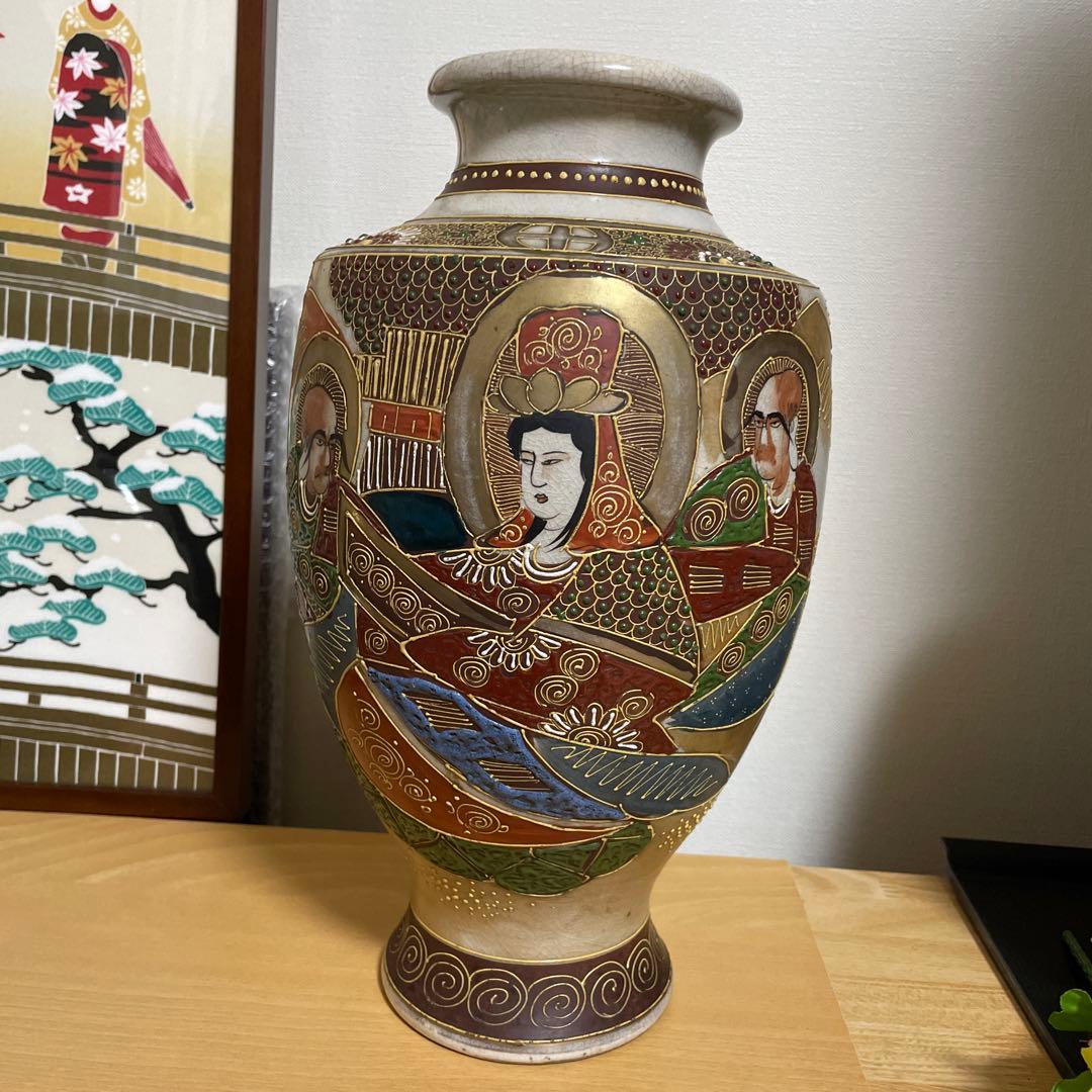 薩摩焼　楠部　アンティーク飾り壺 骨董品 美術品 花瓶 花器 陶器