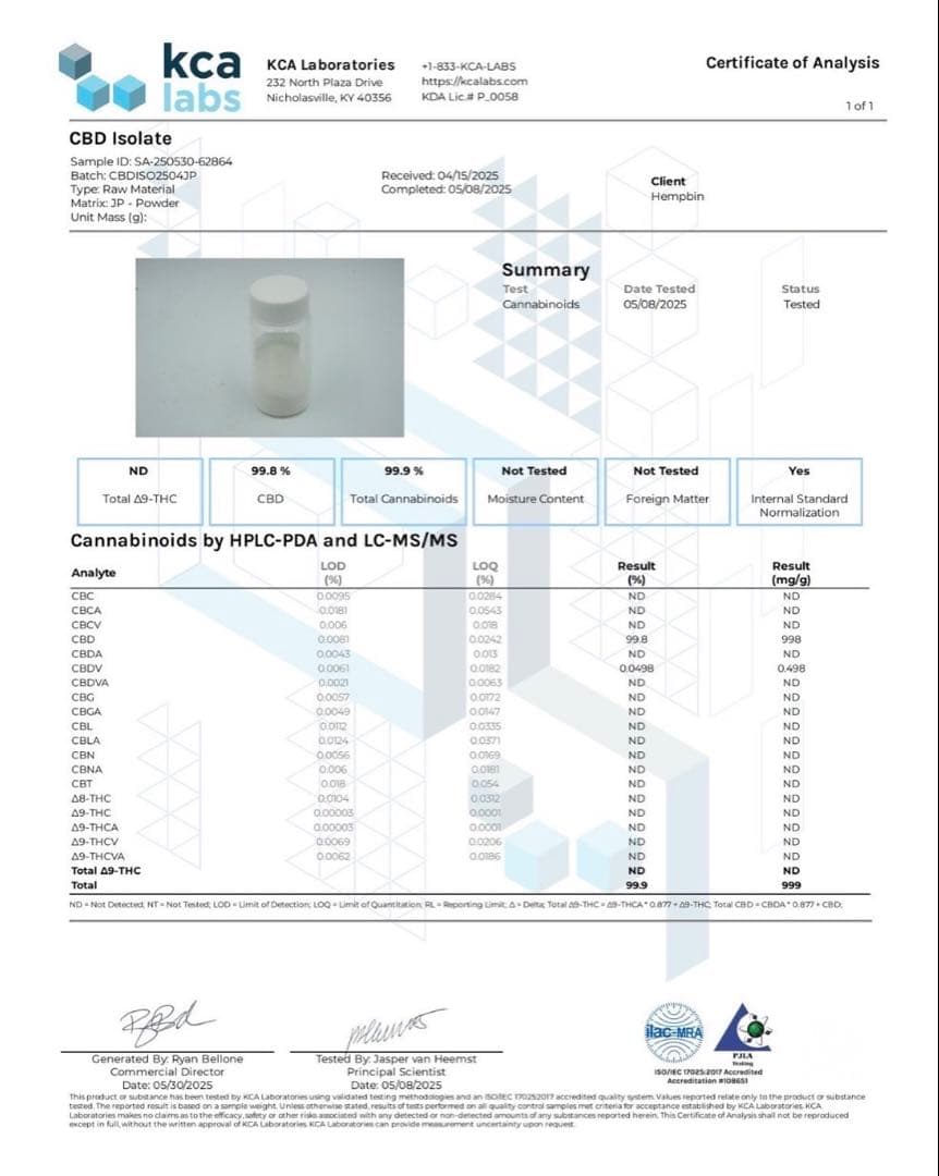 CBD アイソレート 100g 99.8% CBN CBG