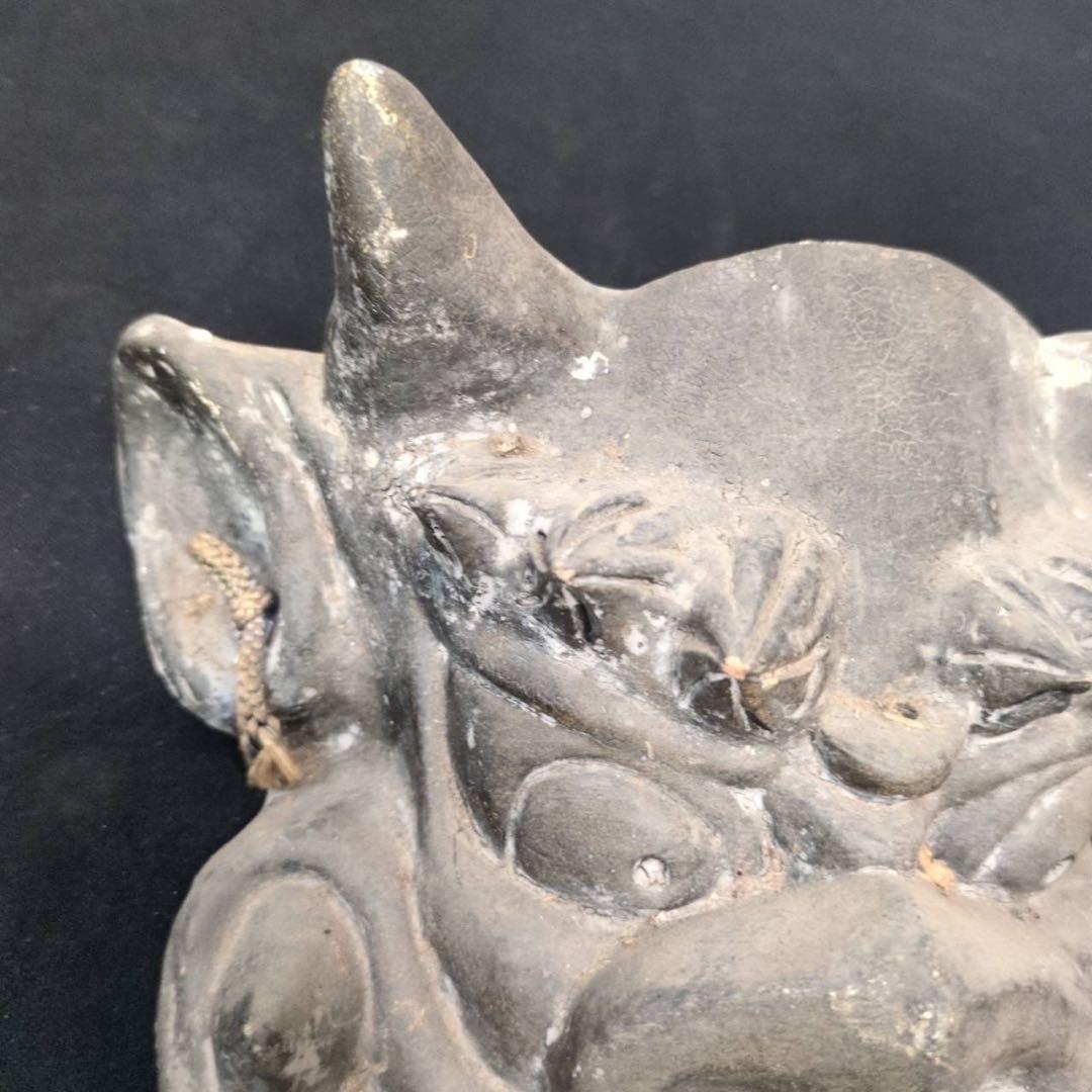 【魔除け】鬼瓦 鬼の面 刻印あり 陶器製 厄除け 縁起物 18.5cm 現状渡し