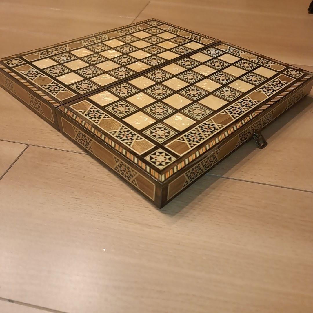 スペイン　寄木細工　伝統工芸　チェス盤　バックギャモン　ボードゲーム　ビンテージ