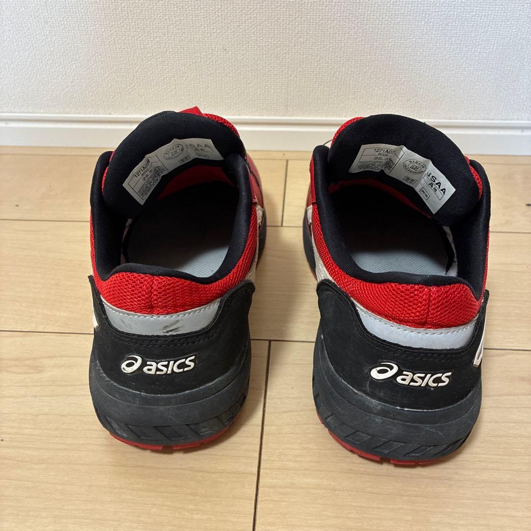 安全靴　asics レッド　25.5㎝