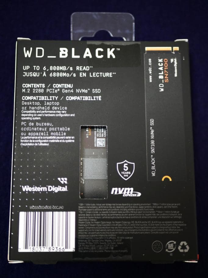 新品未開封 WD Black SN7100 NVMe 500GB M.2SSD