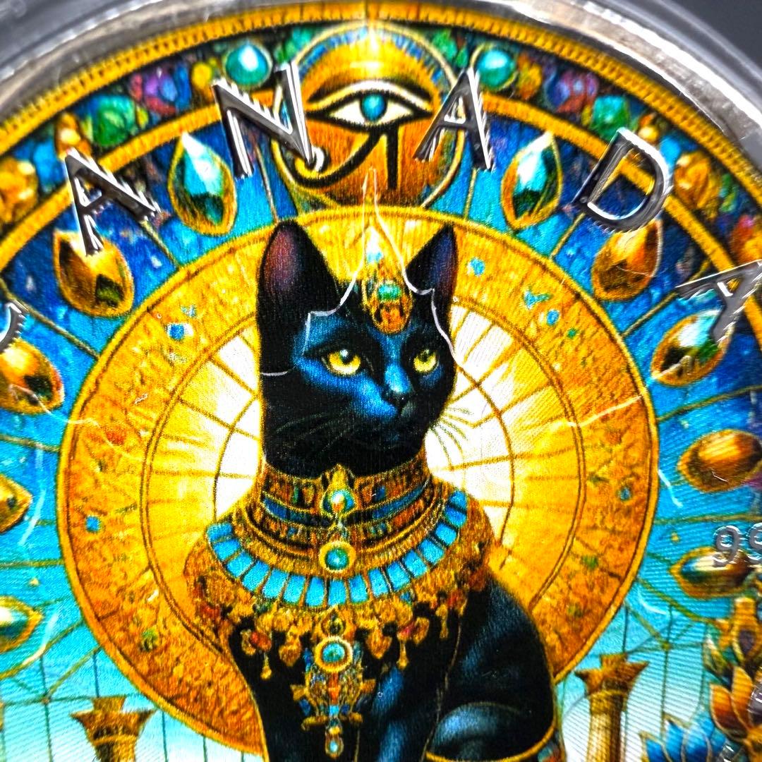 メイプルリーフ 銀貨 カラー 古代エジプト 猫-バステト神 1オンス 1oz