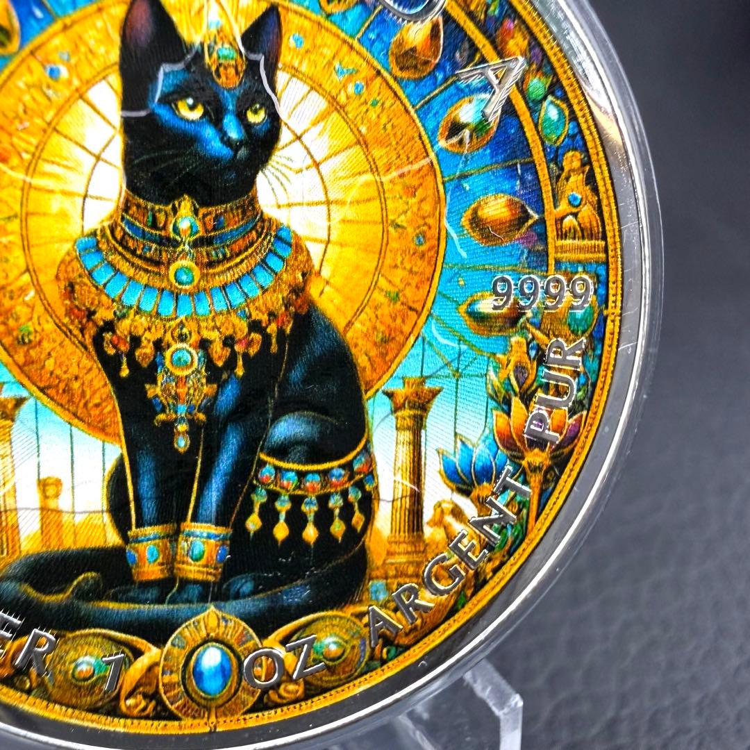 メイプルリーフ 銀貨 カラー 古代エジプト 猫-バステト神 1オンス 1oz