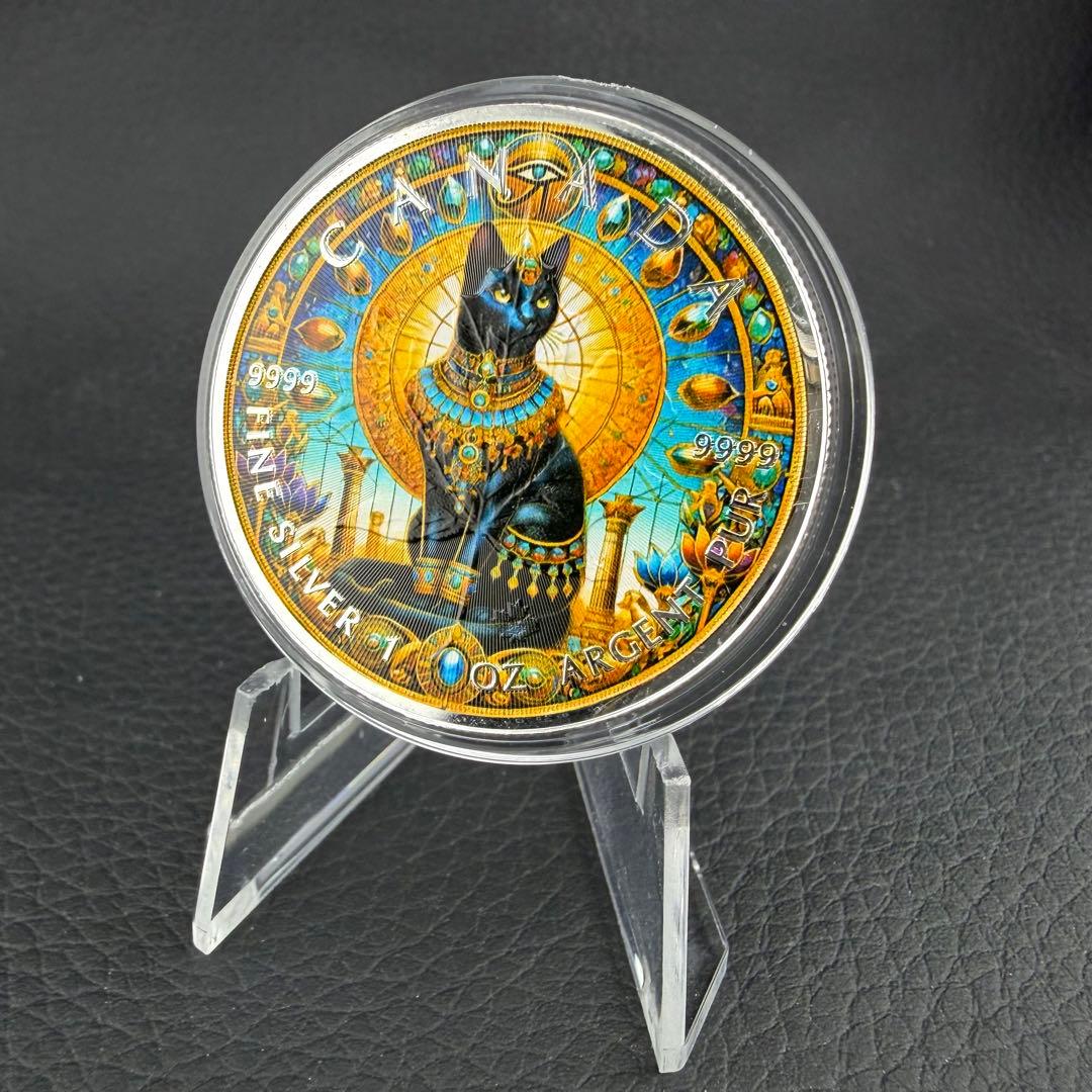 メイプルリーフ 銀貨 カラー 古代エジプト 猫-バステト神 1オンス 1oz