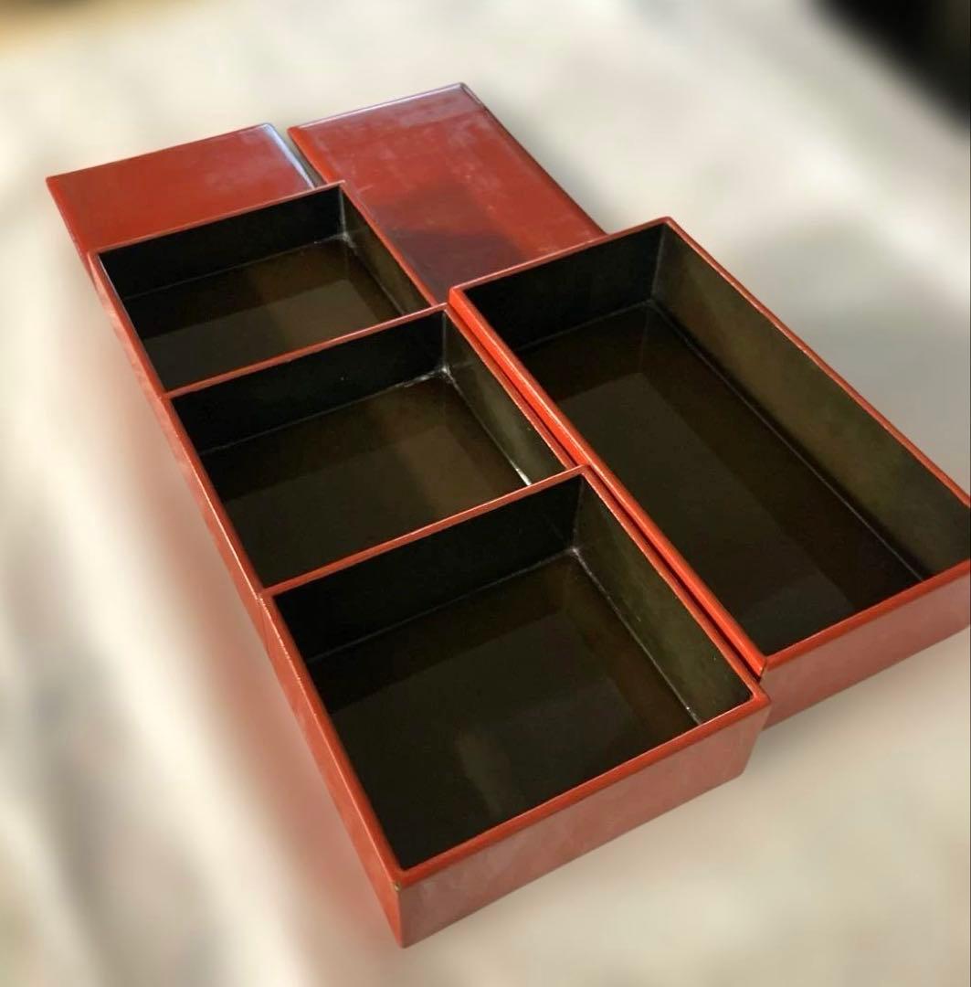 骨董 手提げ 弁当箱 重箱 野点 漆器重箱セット 木箱入り
