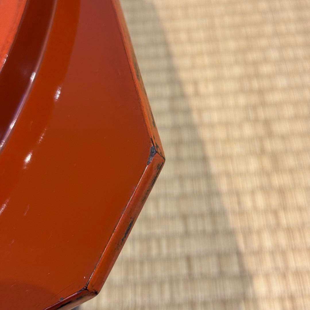 根来風 朱漆 古色仕上げ 隅切丸盆 (落とし込み盆) /折敷飾り盆菓子盆茶懐石