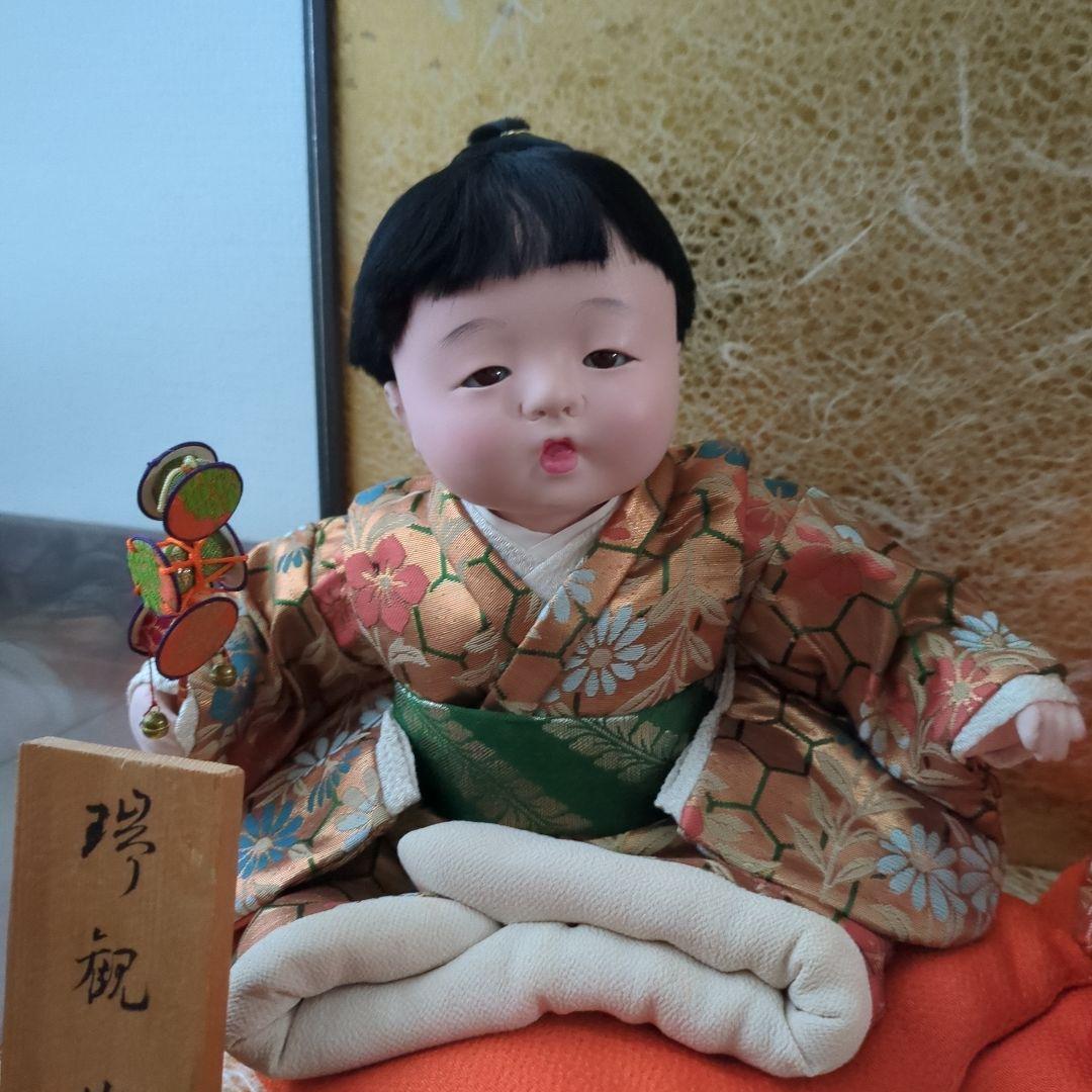 瑞観作　市松人形　ペア　ガラスケース 約37cm✕53cm✕28cm