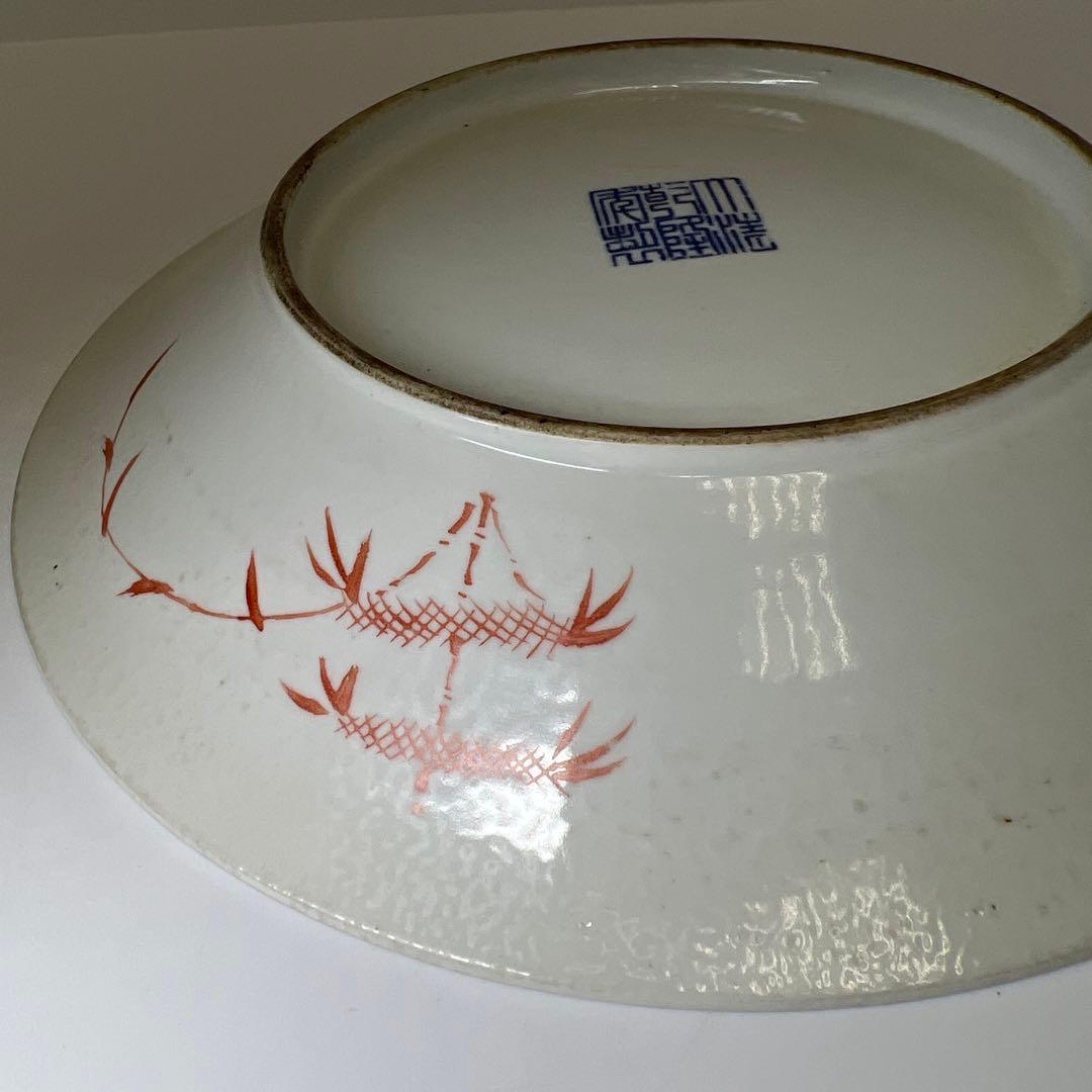 専用中国清時代　粉彩花蝶図大皿　直径約26.5㎝　東Y8-0331☆2Fタルサオ