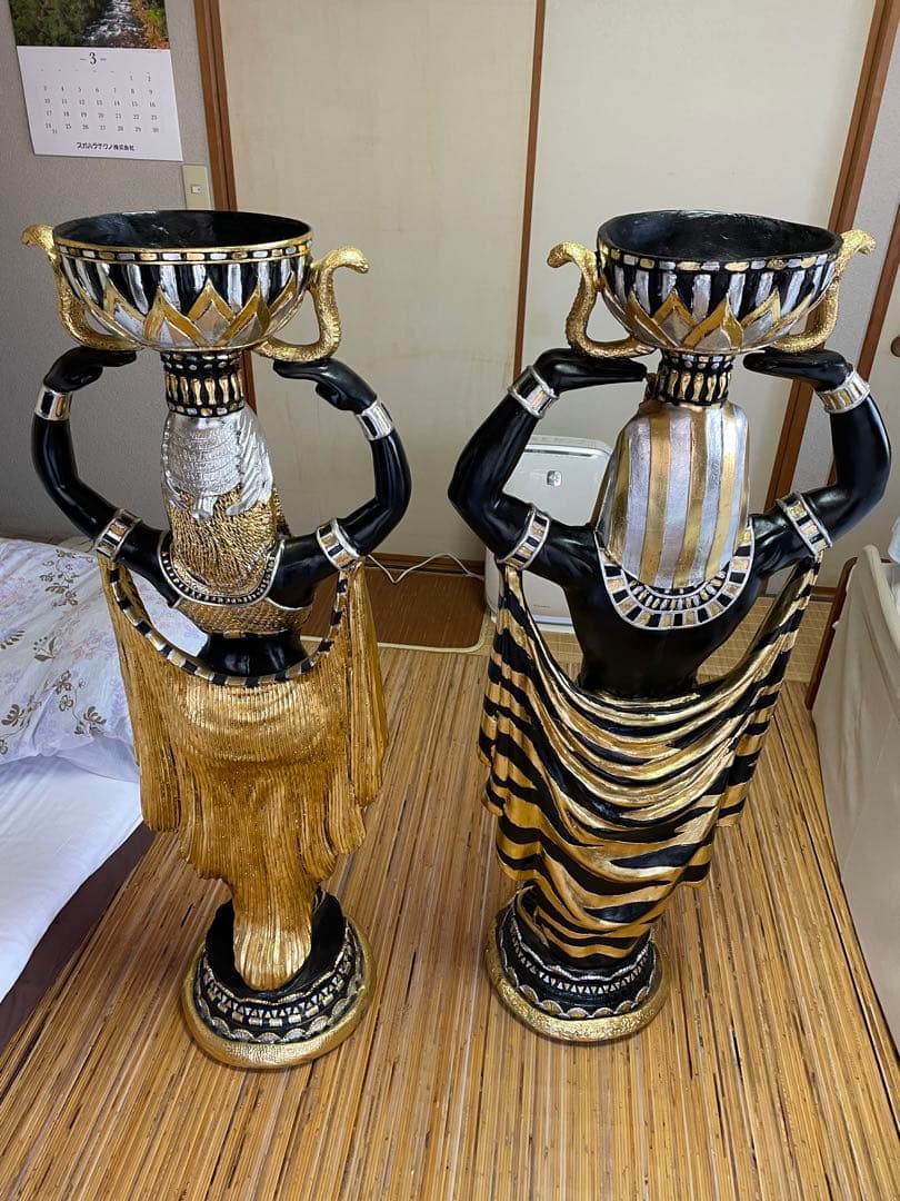 古代エジプト像 133cmインテリア置物　大型　大きい　2体セット