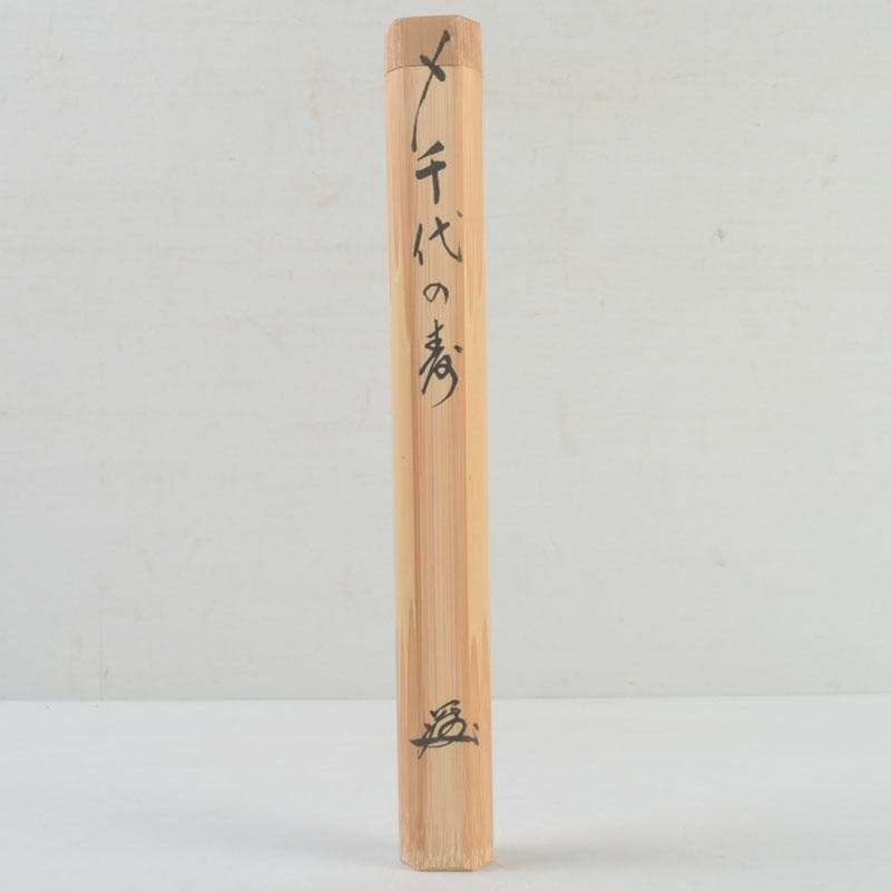 茶道具　宗春下削　茶杓　銘千代の寿　前大徳　戸上明道書付　共筒共箱　V　9537
