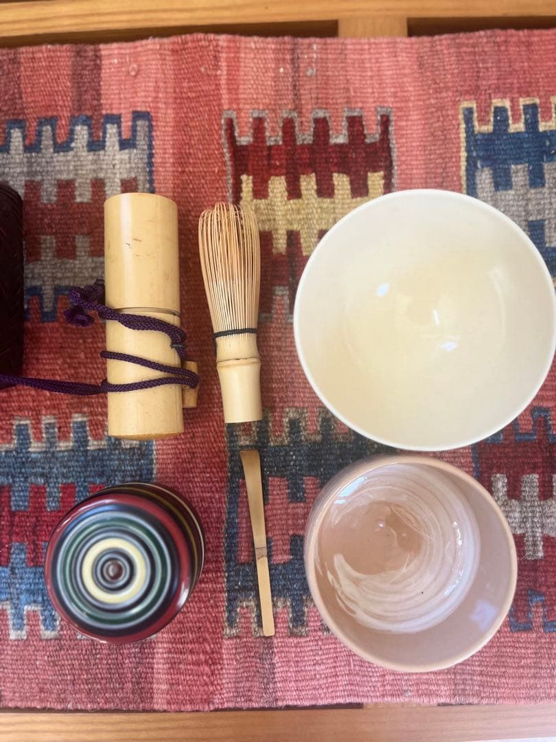 野点籠　茶道具セット（茶碗、茶筅、茶杓、棗）