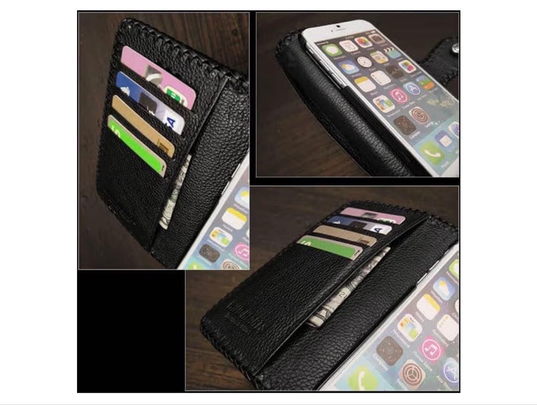 手帳型スマホケース 本革 レザーケース スマホカバー ブラック iPhone17