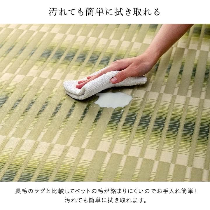 洗える ペット用カーペット ラグ 国産PP 江戸間10畳 畳 日和 グリーン