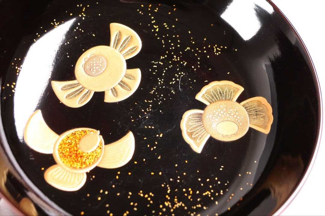 【MB275】天然木漆塗 ふくら雀金蒔絵 溜塗内黒 煮物椀三客 福良雀 大正昭和