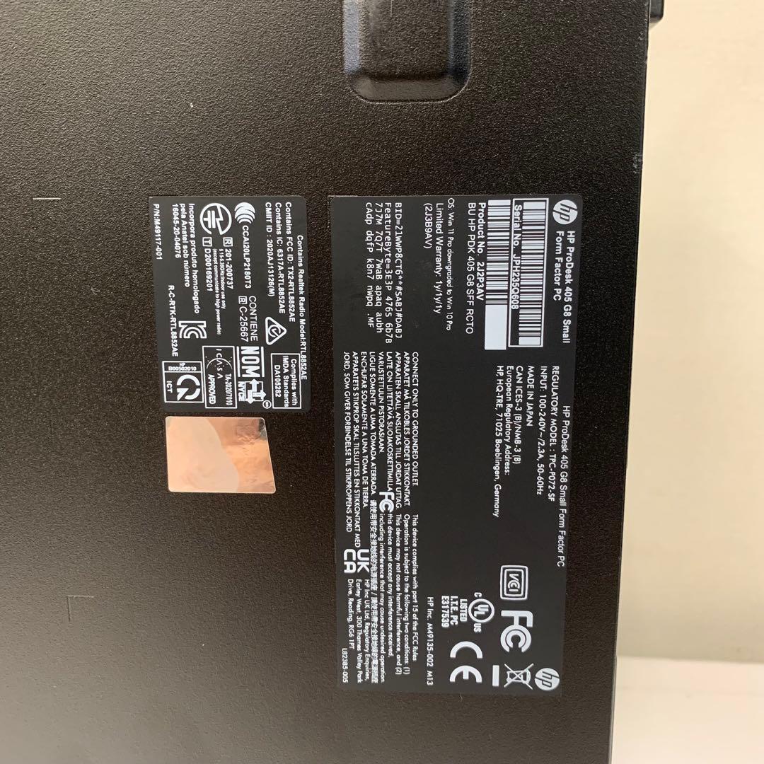 Windowsデスクトップ HP ProDesk 405 G8 Ryzen 3 Pro 8GB 256