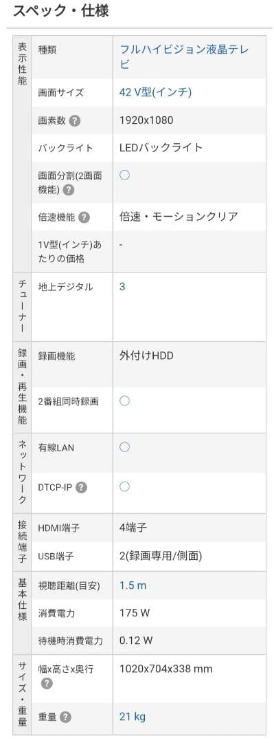 ［週末値下げ］TOSHIBA REGZA 42V 液晶テレビ単品