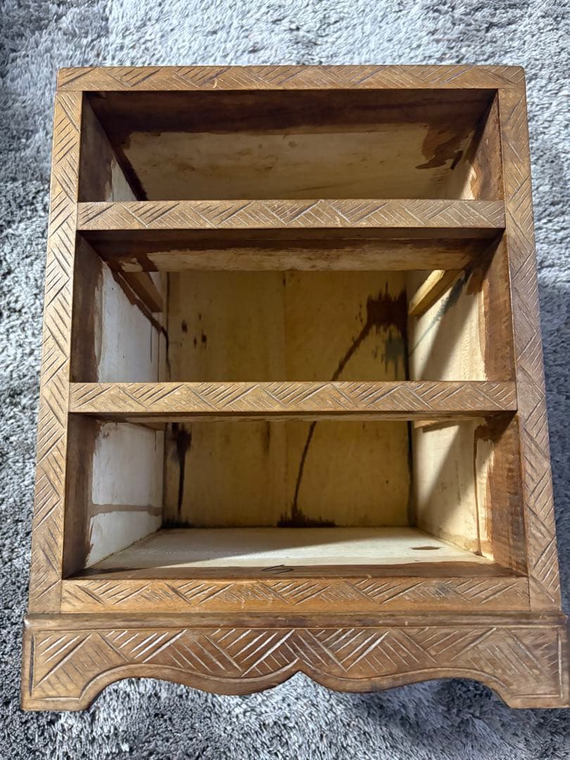 昭和レトロ　小箪笥　引き出し　3段　和家具 日光彫？軽井沢彫？