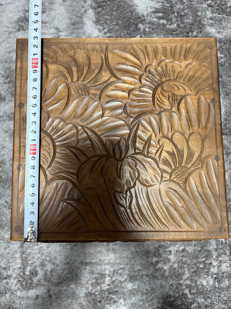 昭和レトロ　小箪笥　引き出し　3段　和家具 日光彫？軽井沢彫？