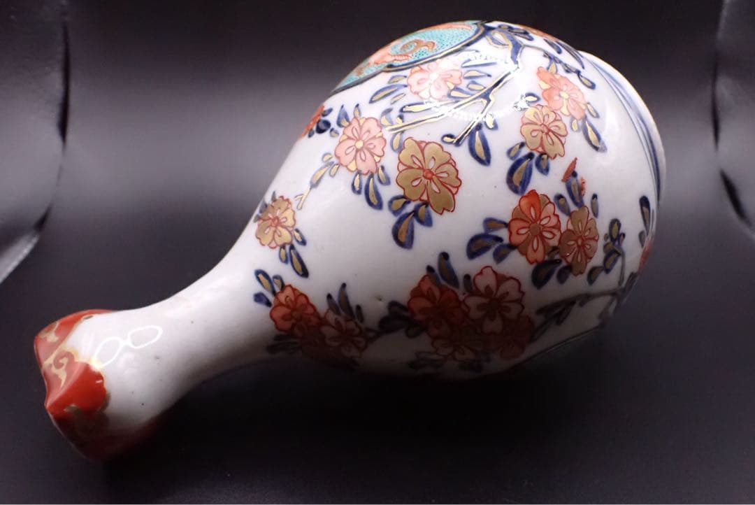 【金継ぎ用】徳利 古伊万里 金彩赤絵 桜尽くしの図 骨董品 アンティーク（黄③）