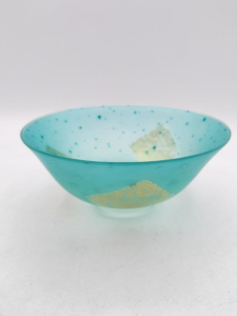 d104 義山茶碗 金箔摺硝子 水崎長寿 木箱 茶道具 古物