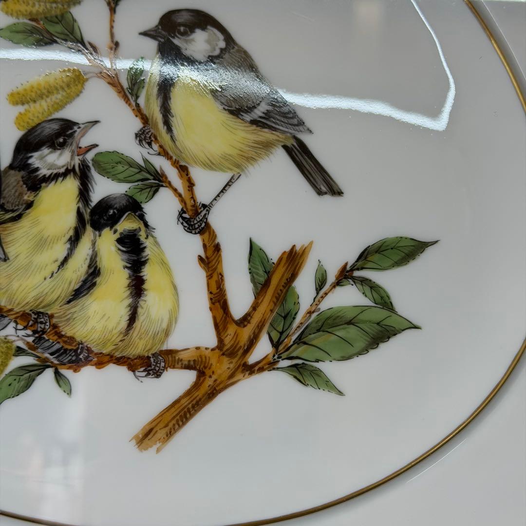Meissen マイセン 陶板画 小鳥　陶板 画 小鳥 額 付き鳥 花 絵