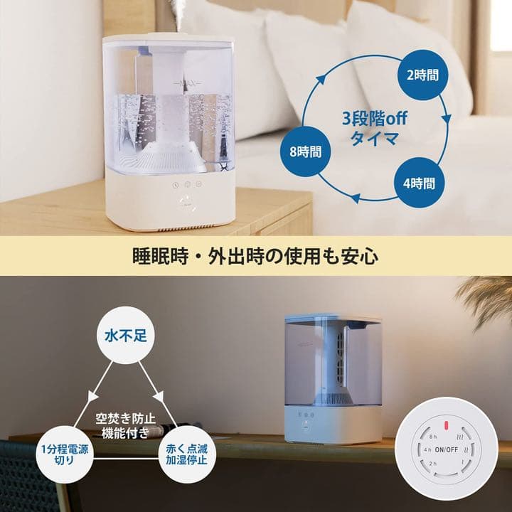 ⭐️加湿器⭐️ 大容量　10〜12畳　3.5リットル　タッチ式　タイマー機能　安心