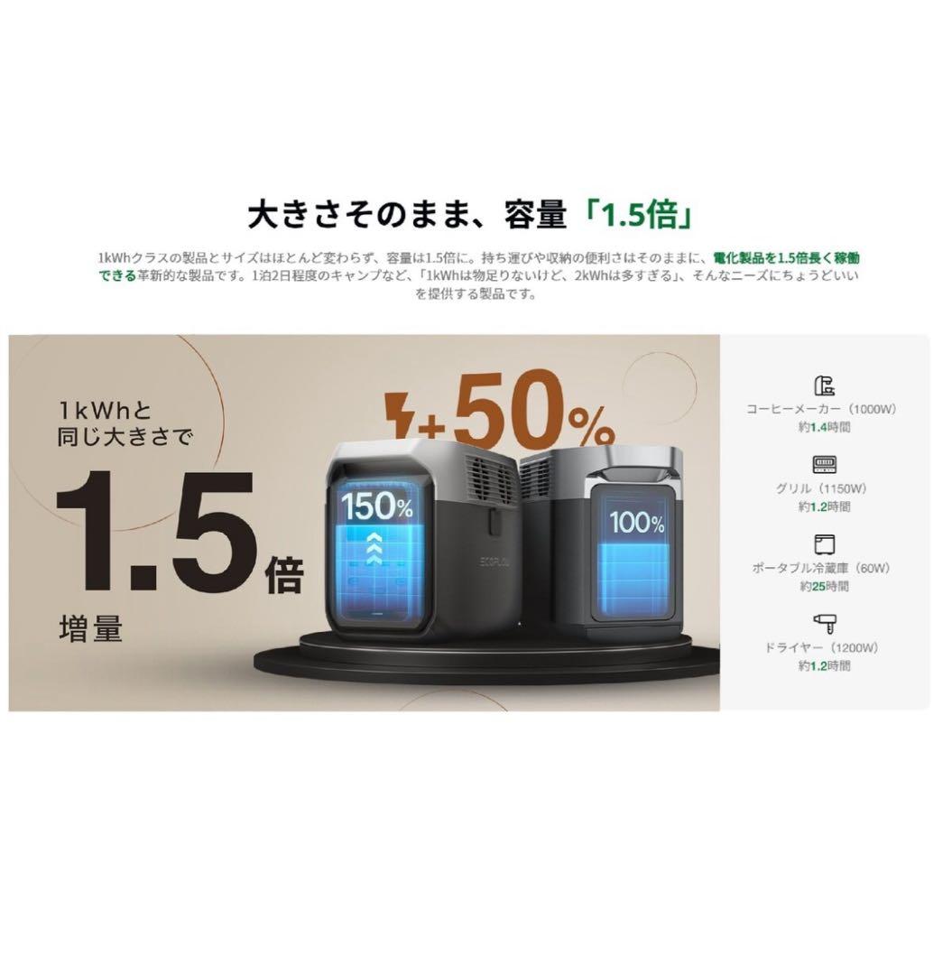 新品 EcoFlow エコフロー デルタ3 1500 1536Wh