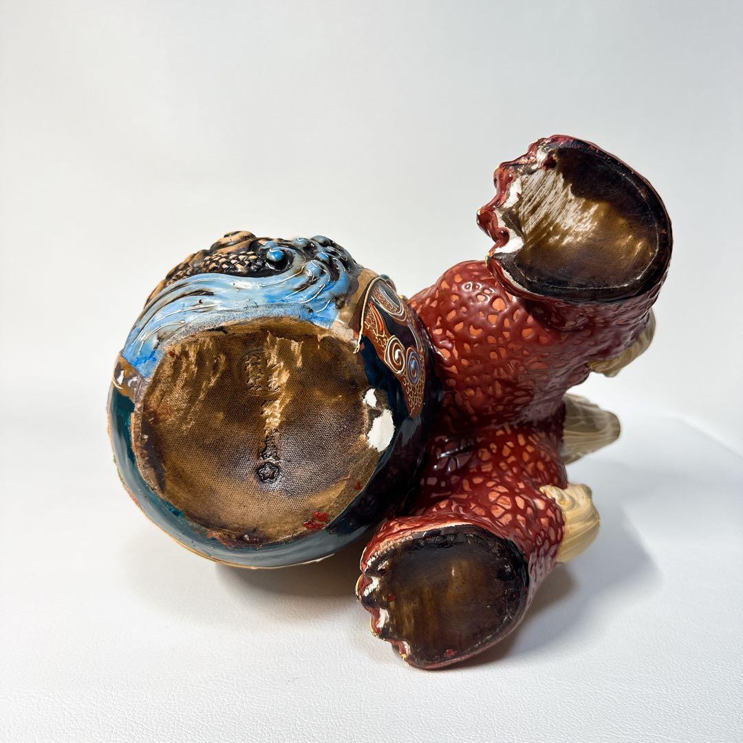 九谷焼 須栄義作 八幡窯 玉乗り獅子 30cm 置物 陶器 招福 厄除け 縁起物