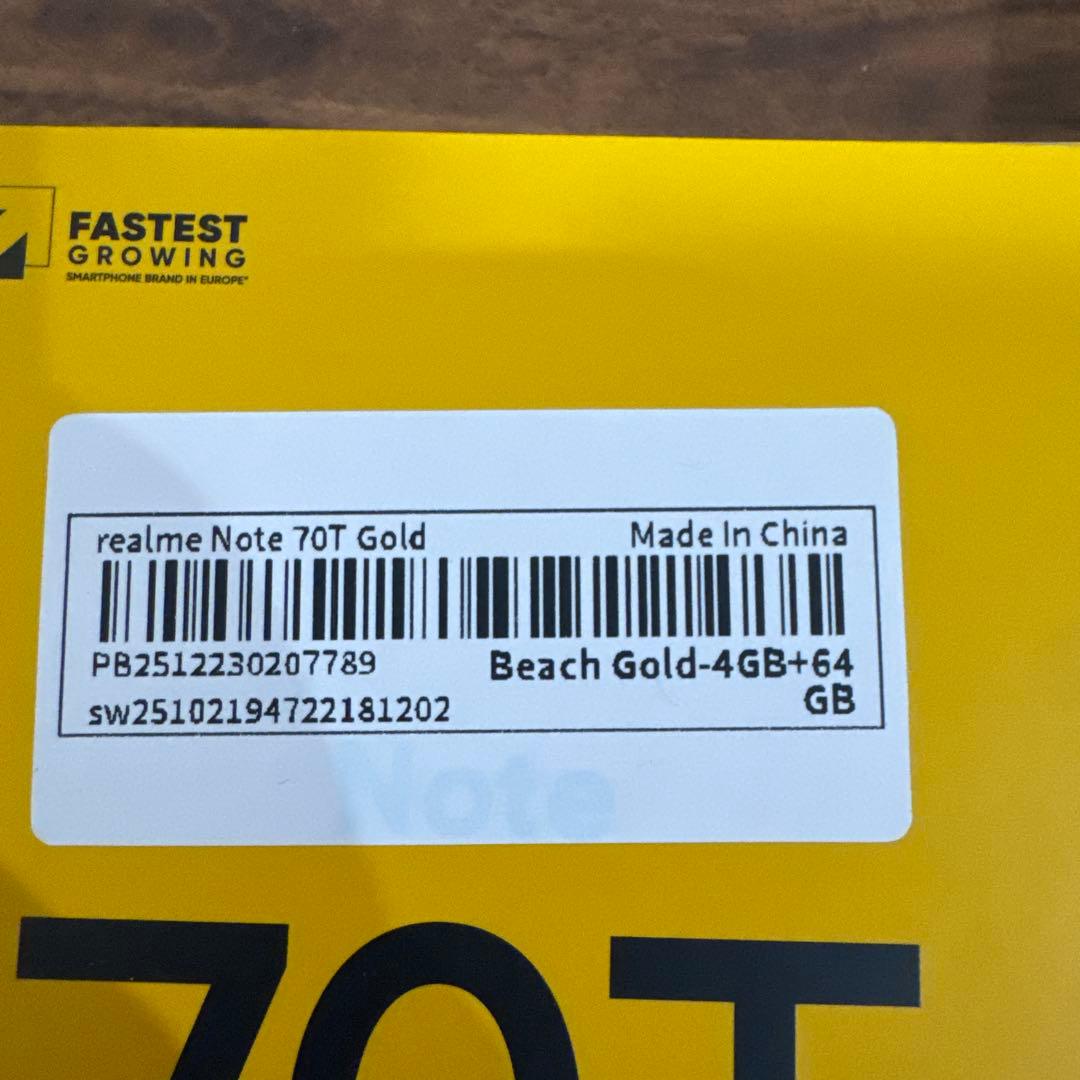 スマートフォン本体 realme Note 70T Gold 4GB/64GB