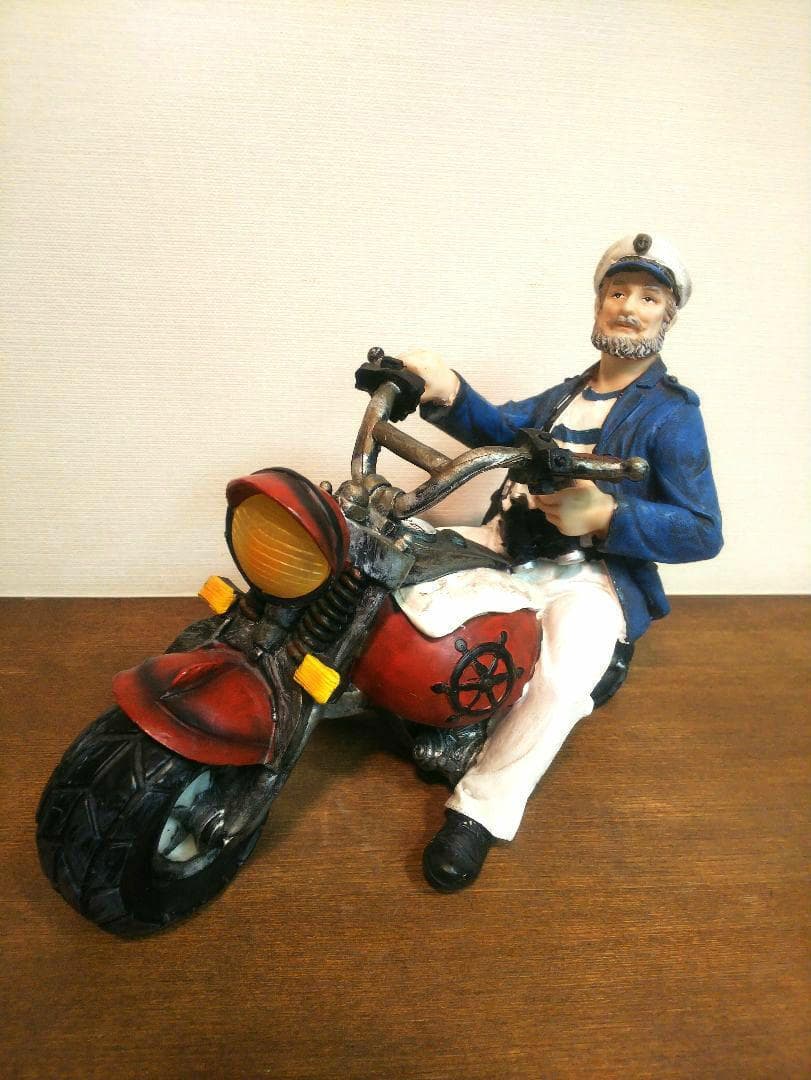 マドロス 船長 ライダー 漁師 人形 オブジェ ２点セット バイク