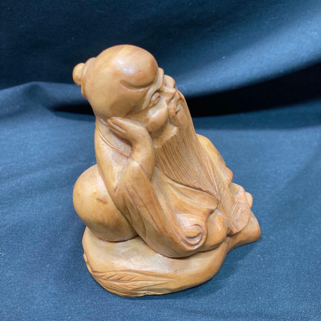 中国美術《縁起物》木彫 寿老人 2体セット