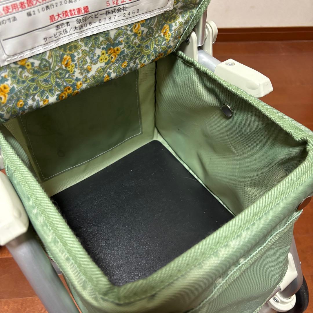 美品 象印ベビー シルバーカー ライト・ミニ N 花柄 ヘルスバッグ取説あり