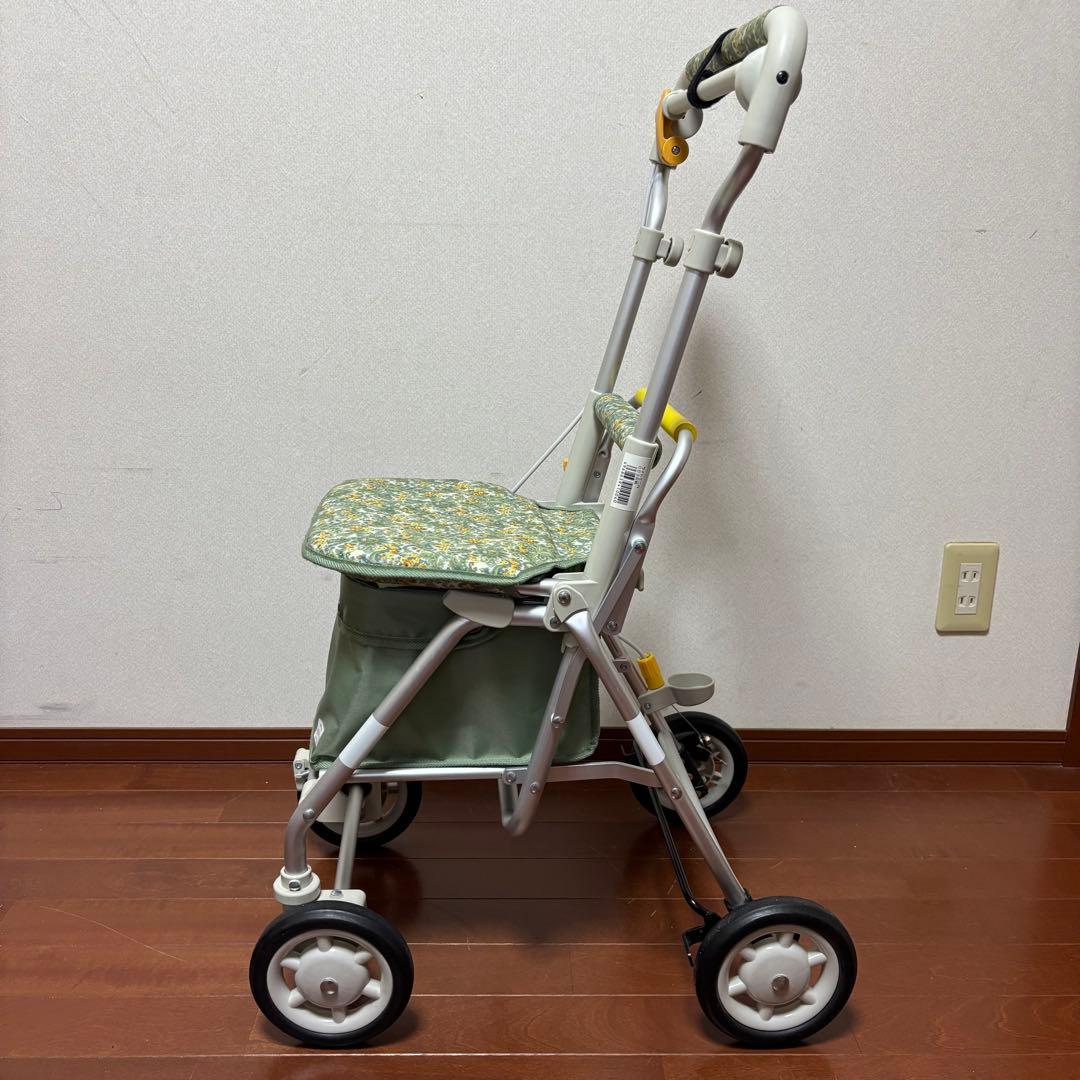 美品 象印ベビー シルバーカー ライト・ミニ N 花柄 ヘルスバッグ取説あり