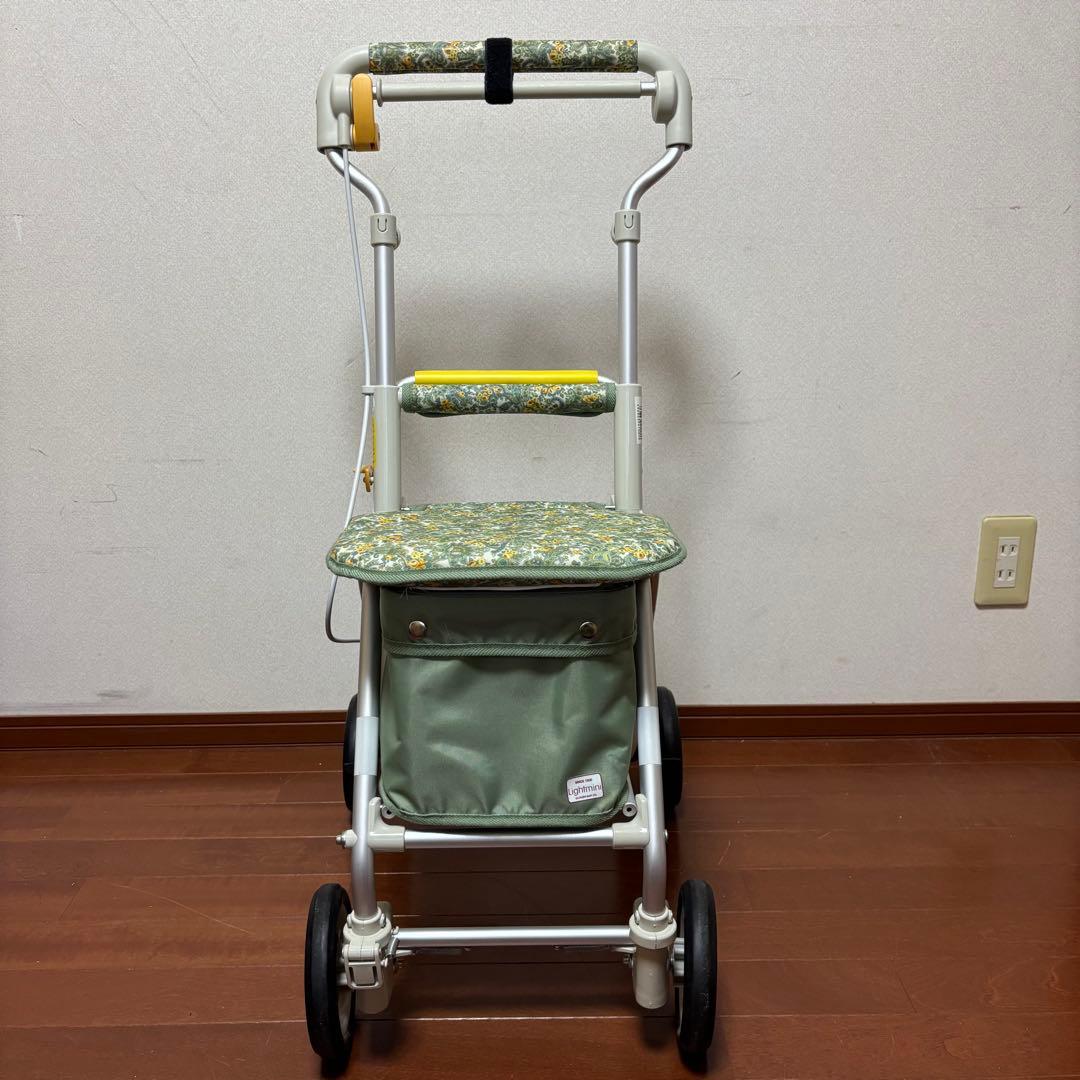 美品 象印ベビー シルバーカー ライト・ミニ N 花柄 ヘルスバッグ取説あり