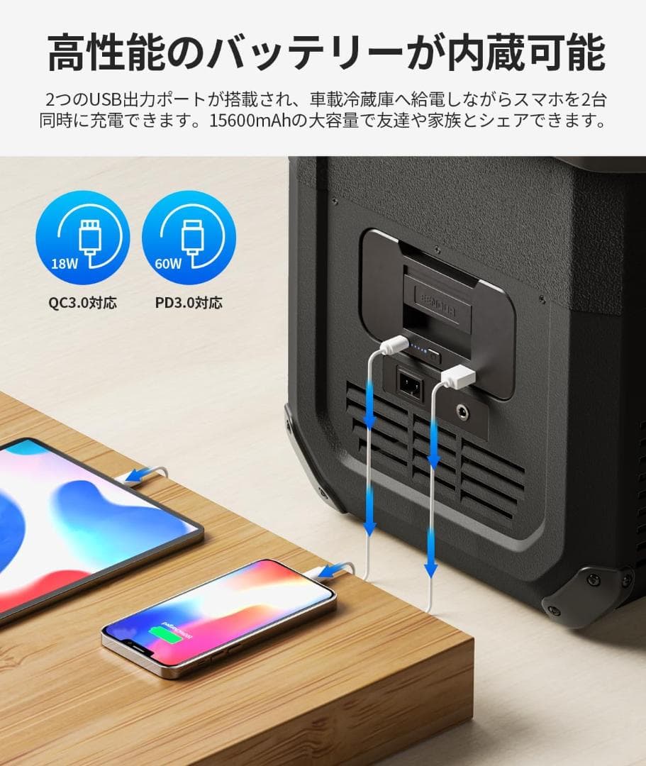 EENOUR 車載冷蔵庫 D18 18L バッテリー付き 動作確認済 美品