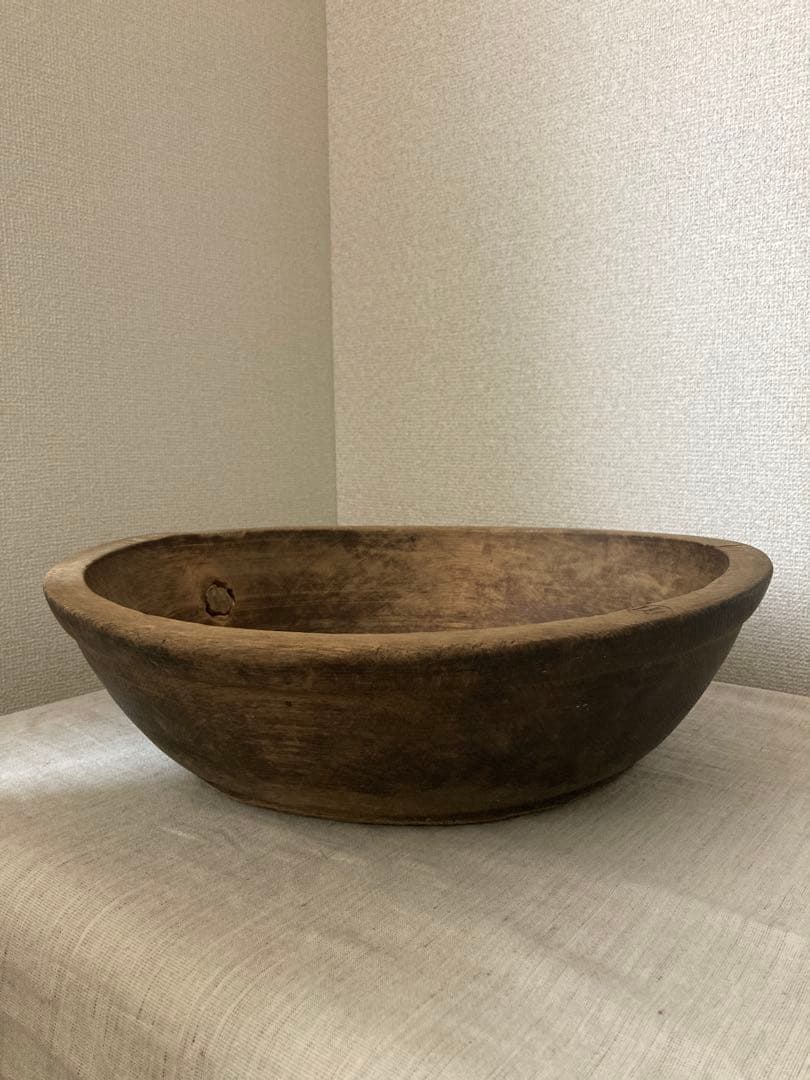 こね鉢　古道具　アンティーク　木製　木皿　蕎麦打ち　アート　無垢　木彫