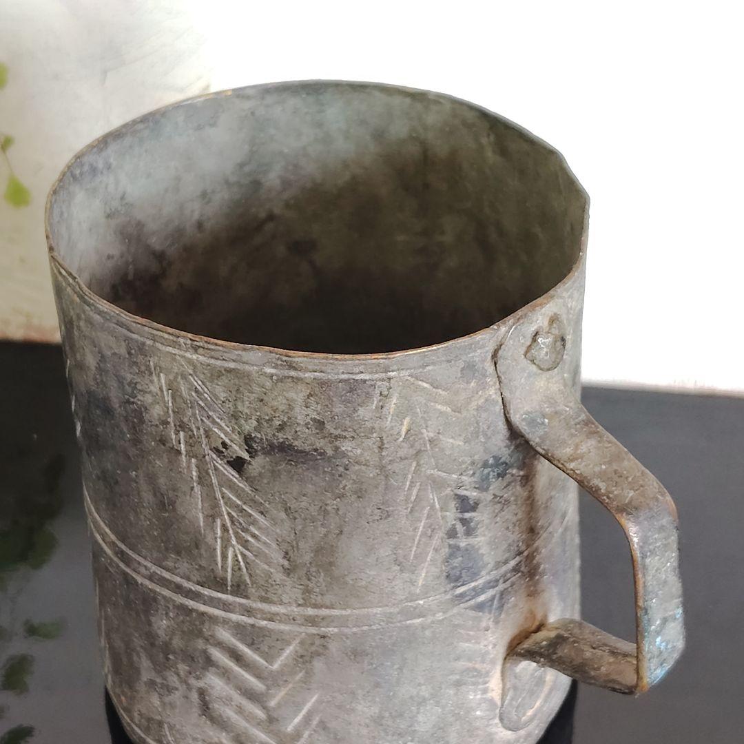 無骨な銅地杯　置物　★鑑賞用・花生け