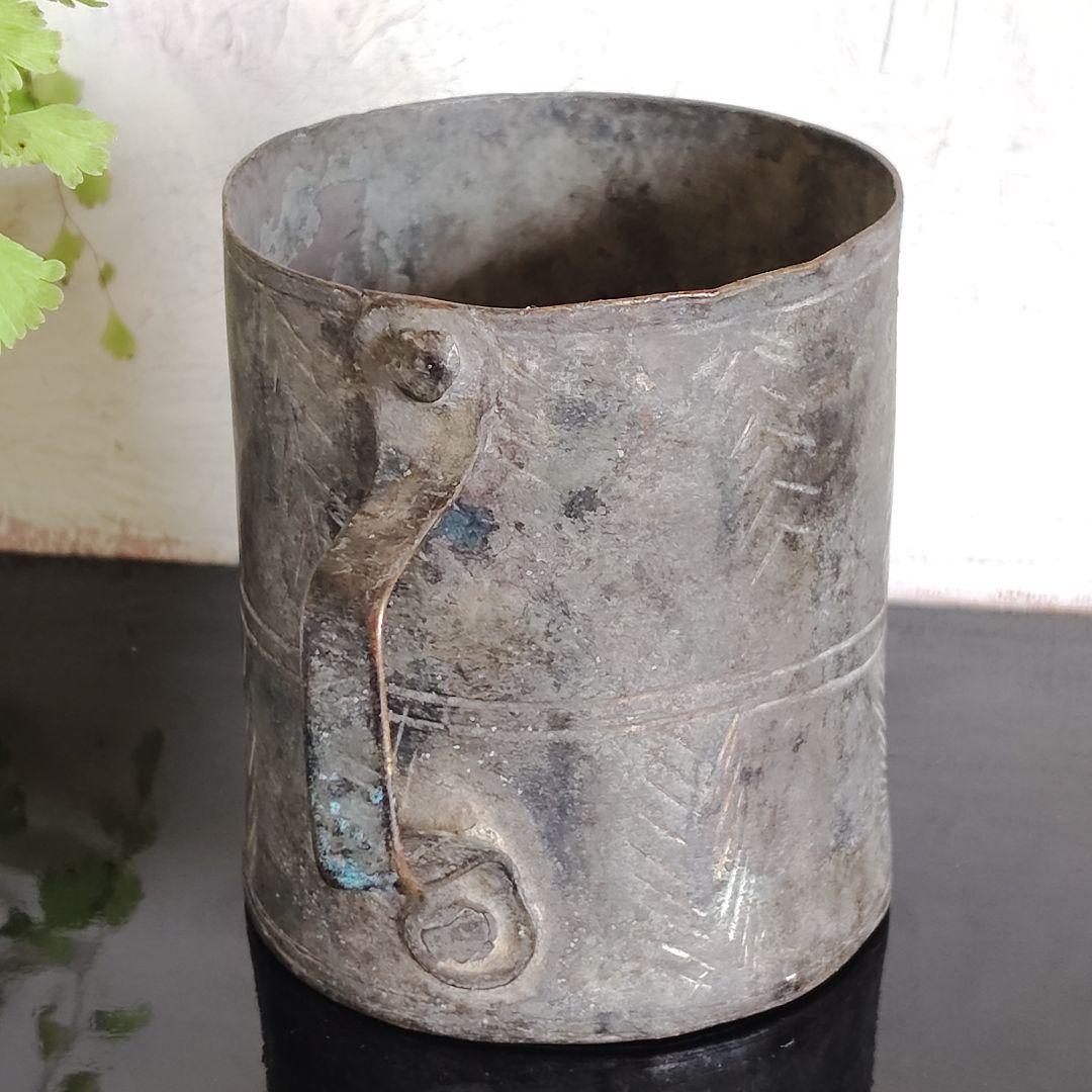 無骨な銅地杯　置物　★鑑賞用・花生け