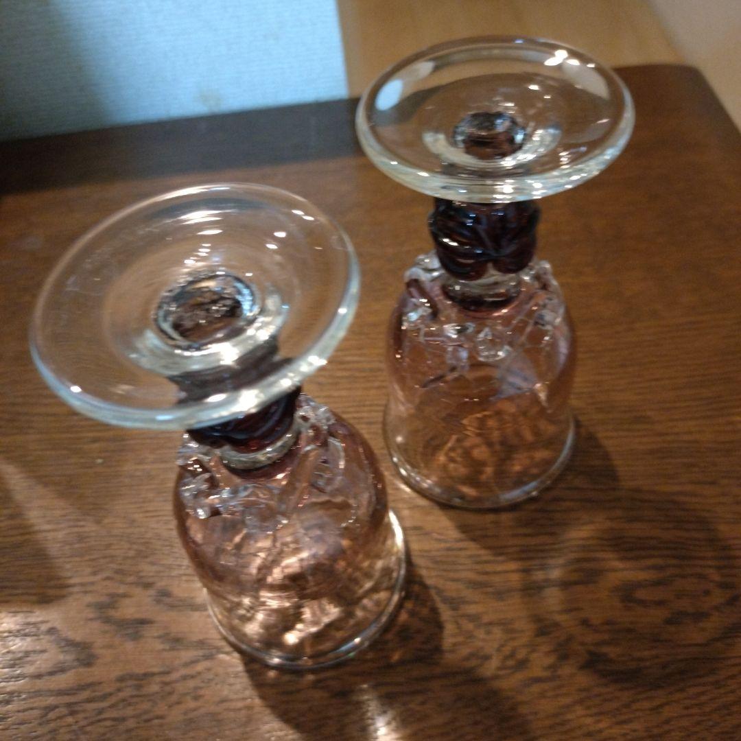 湯布院 ぶどう色の吹きガラス 2客セット