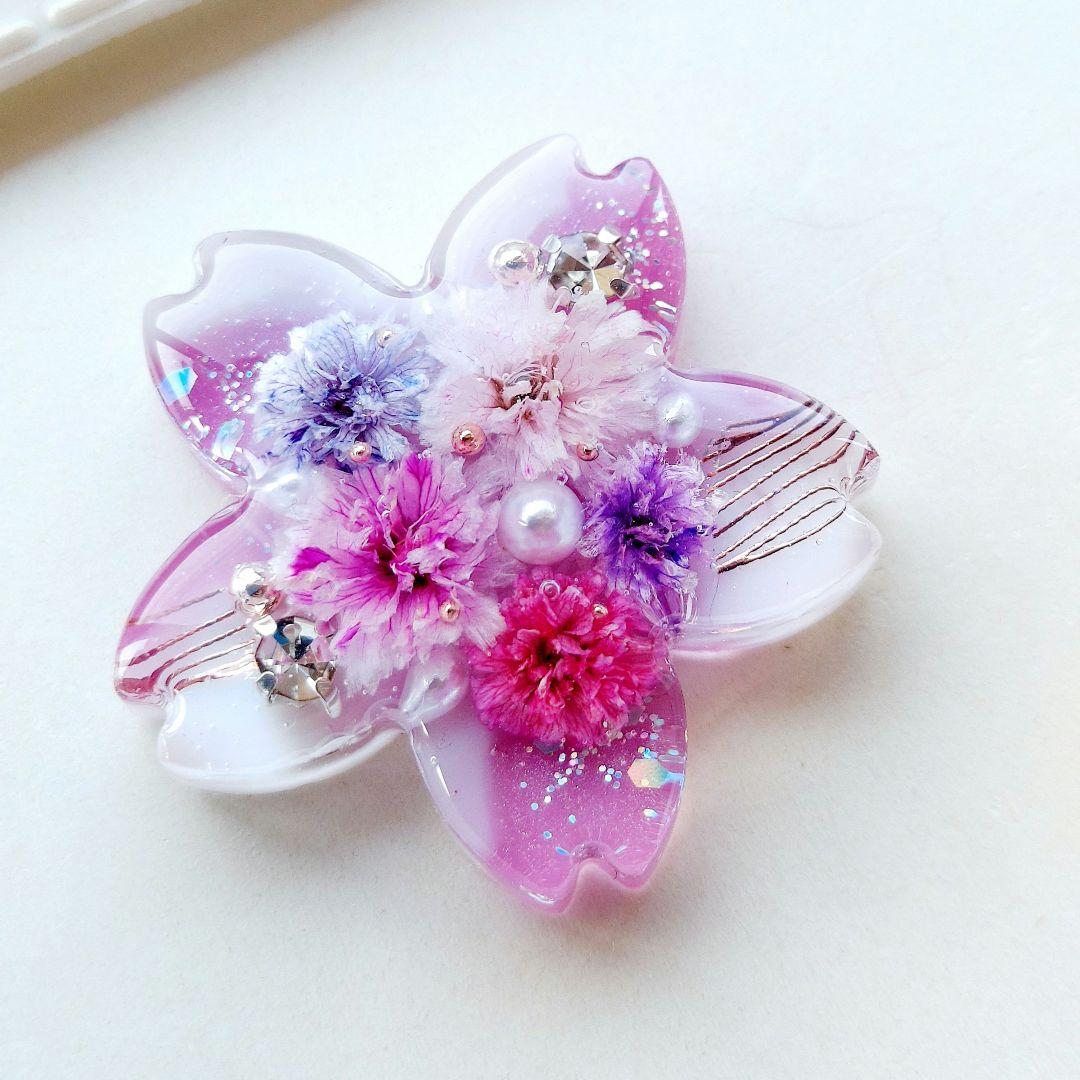 【1480】レジン　桜　ヘアゴム　ポニーフック　ブロ―チ　ハンドメイド