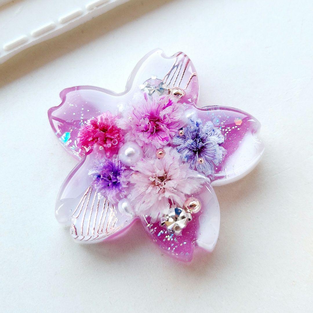 【1480】レジン　桜　ヘアゴム　ポニーフック　ブロ―チ　ハンドメイド