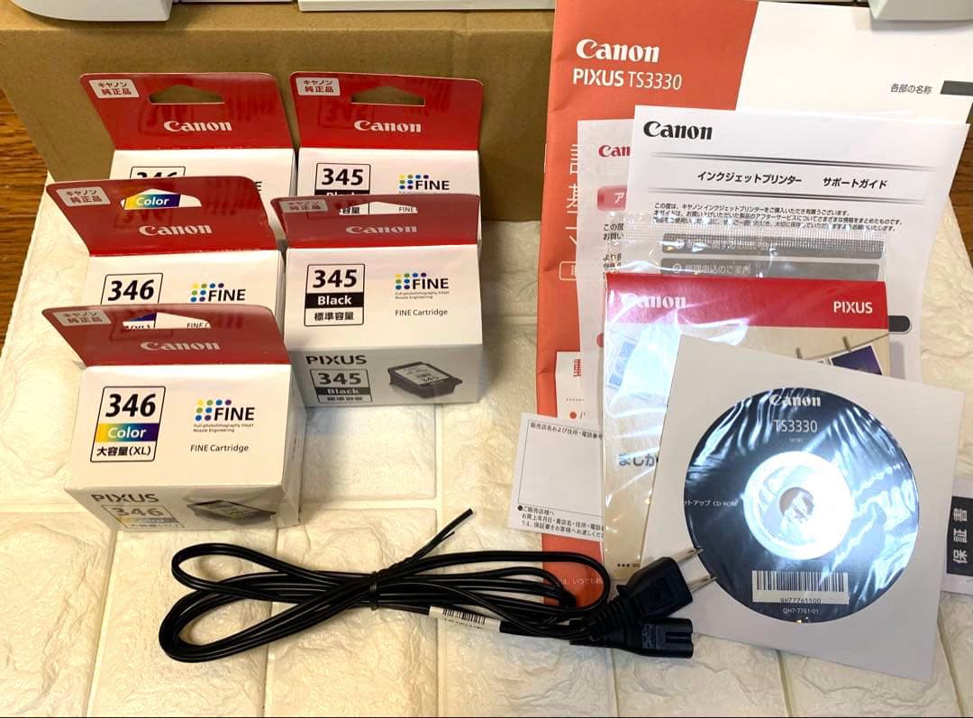【激得】Canon PIXUSTS3330 ①プリンター本体 ②純正インク5個