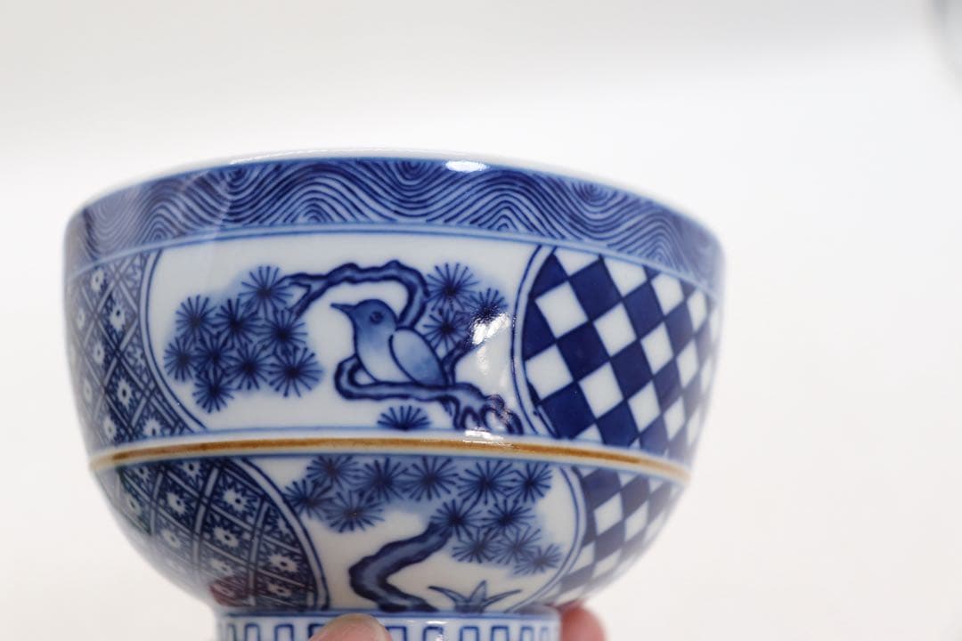 五良大甫呉祥瑞造　染付　お茶碗　京焼　箱付　送料込み260321